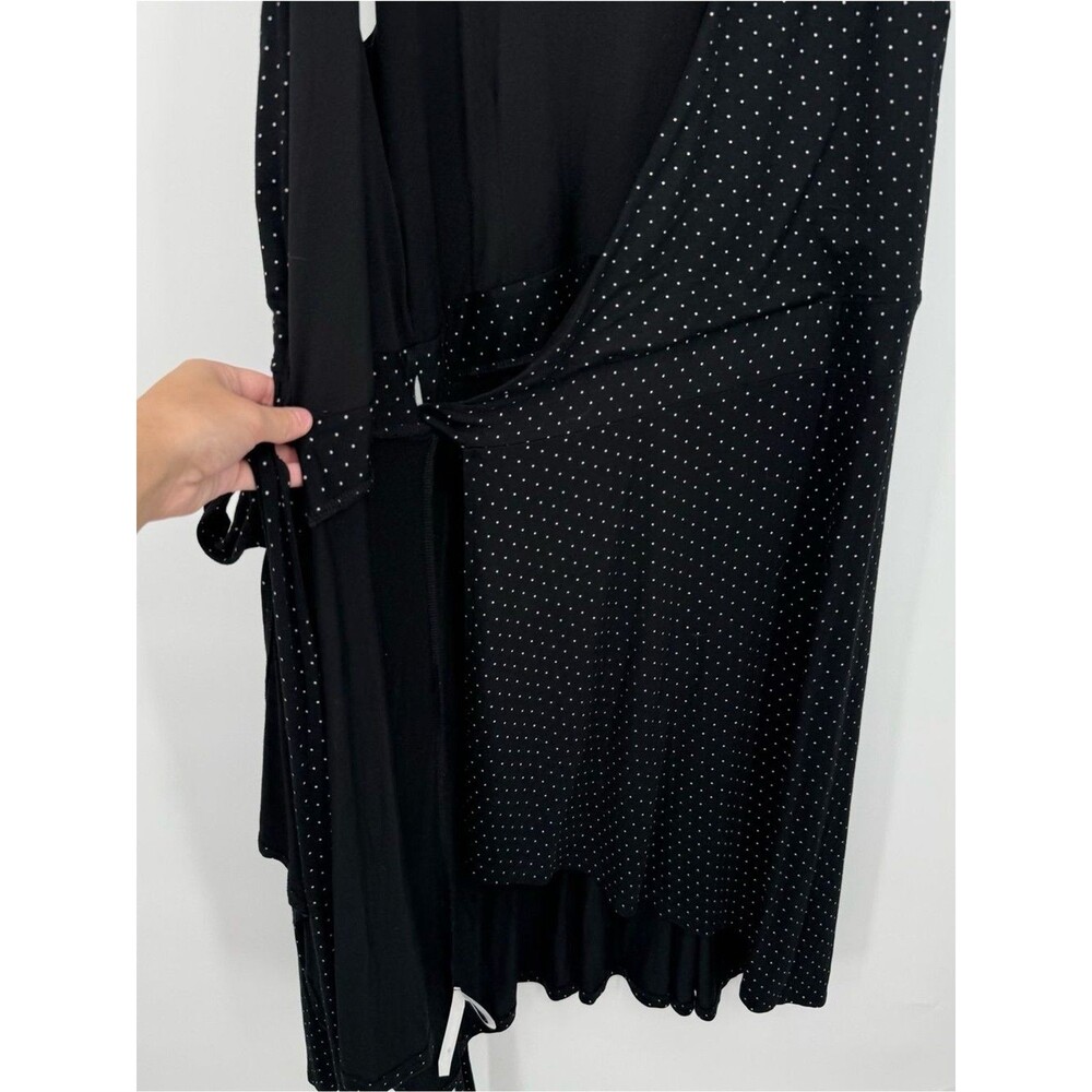 Loft Black White Polka Dot Sleeveless Wrap Dress Midi Size Medium - Picture 6 of 10